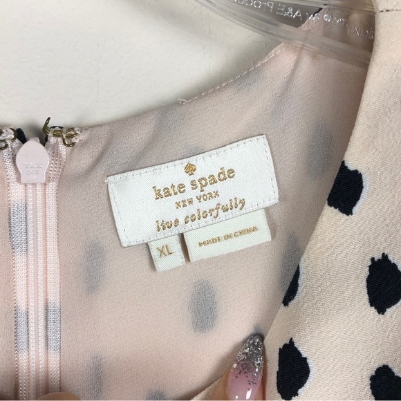 kate spade cream black polka dot sleeveless blouse 100% silk - Picture 2 of 7